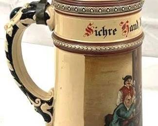 2149 - Vintage German Beer Stein w/ lid 17.5" tall