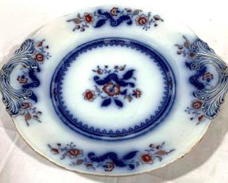 2361 - Flow blue Handled Tray 14 x 13