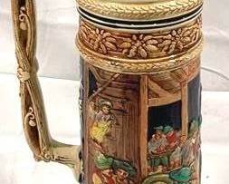 2135 - Vintage Gerz German Beer Stein w/ lid 19.5" tall