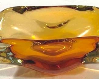 2446 - Murano Amber Art Glass Bowl 6x3.5x3