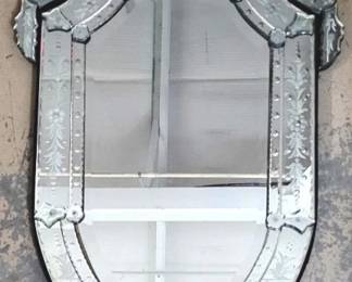 345 - Venetian Engraved Cut Wall Mirror 48 x 24