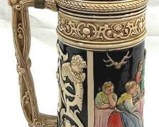 2072 - Vintage German 3L Beer Stein w/ lid 18" tall - made in Germany French Zone