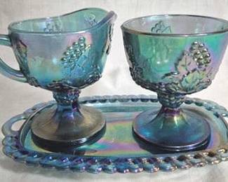 2397 - Indiana Harvest Grape Creamer & Sugar on Tray
