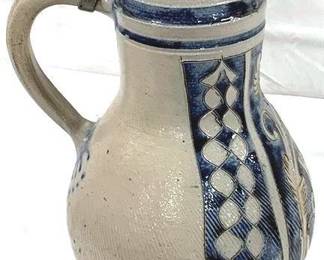 2120 - Vintage Westerwald German Stoneware Stein 17" tall - w/ lid - salt-glazed