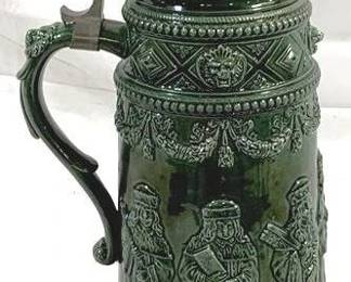 2069 - Vintage German Lidded Beer Stein 17.5" tall