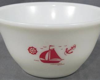 151 - McKee Red Sailboat Mixing Bowl 4.5x8"