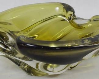 38 - Murano Art Glass Green Bowl 3x9x6