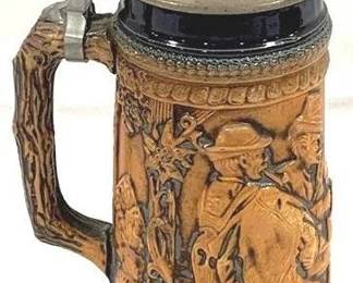 2158 - Vintage Gerz German Beer Stein w/ lid 10" tall