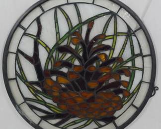 206 - ROUND STAINED GLASS WINDOW 18"