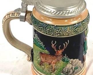 2156 - Vintage Gerz German Beer Stein w/ lid 6.5" tall