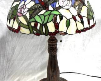 417x - Stained Glass Lamp 30" Tall Dragonfly You are buying a used as-is electric/electronic item. We do not guarantee all components are present, and if it is not expressly stated, it is untested.