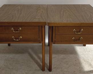 1317 - Pair Lane MCM 1 Drawer End Tables 20 x 20 x 27