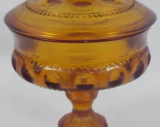 118 - Indiana Amber Kings Crown Thumbprint Candy 7.5"