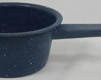 201 - Blue Speckled Enamelware Saucepan 3.5x11x6
