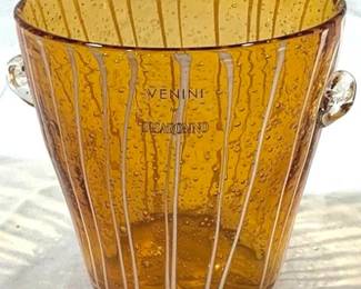2420 - Venini Murano Art Glass Handled Vase 6 x 5.25