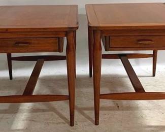1346 - Matching Pair MCM Lip Edge 1 Drawer Tables 21 x 21 x 30