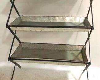 1390 - 3 Tier Metal Stand, Galvanized Trays 32 x 24 x 13