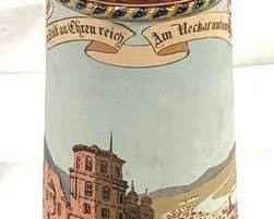 2177 - Vintage Mettlach German Beer Stein w/ inlay lid 16" talll - # 2796