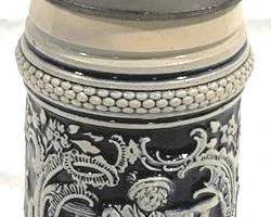 2168 - Vintage German Beer Stein w/ lid 9" tall - signed
