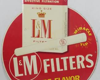 191 - Vintage LM Cigarettes Metal Sign 22x18.5"