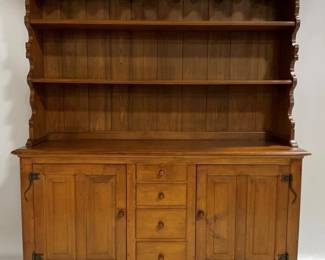 1288 - Virginia Craftsmen Stepback Cupboard Farmhouse Maple 72 x 59 x 21
