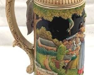 2081 - Vintage Schmid 3L German Beer Stein w/ lid 18" tall - made in West Germany
