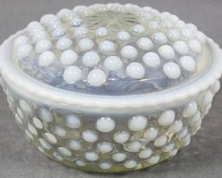 224 - Moonstone Hobnail Lidded Box 2.5x5