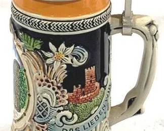 2146 - Vintage Gerz German Beer Stein w/ lid 8" tall