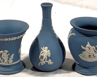 2367 - 3 Wedgwood Blue Jasperware Vases