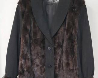 8102 - Fletcher Bensky Fine Furs - Vintage Fur Jacket fur cuffs - w/ gloves sz - M-L (unmarked)