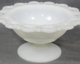 233 - Lace Edge Milk Glass Compote 3.5x7"