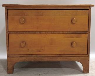 1220 - Vintage 2 Drawer Chest, Wear on Top 26.5 x 34 x 20