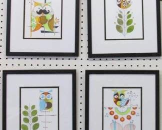9107 - SET OF 4 ATOMIC OWLS 10 x 11