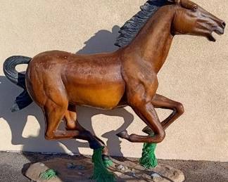 199x - Life Size Running Horse Resin Statue 78 x 84 x 20 some paint losses