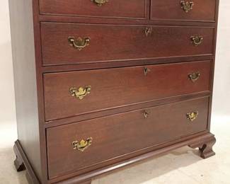 1013 - Craftique 2 Over 3 Bracket Foot Chest worn spot on top 36 x 40 x 21