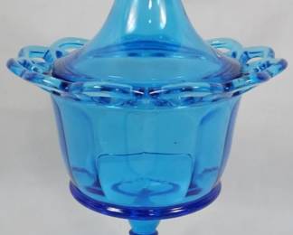 96 - Imperial Blue Lace Edge Candy Jar 10.5"