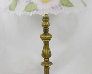 214 - Mosser Glass Hand Painted Lamp 27" You are buying a electric/electronic item. We do not guarantee all components are present, and if it is not expressly stated, it is untested.