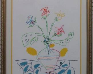 9050 - VASE W/ FLOWERS LITHOGRAPH GICLEE BY PABLO PICASSO 22 X 29