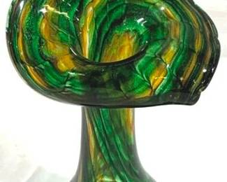 2390 - Art Glass Jack in the Pulpit Vase 12" Tall
