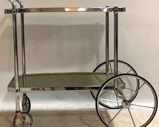 1352 - Vintage Chrome Mid Century Liquor Cart 28 x 27 x 17