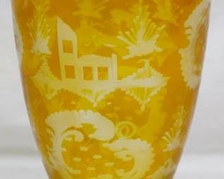 706 - Bohemian Deer & Castle Vase 10.5"