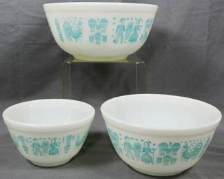 232 - 3pc Pyrex Butterprint Mixing Bowl Set