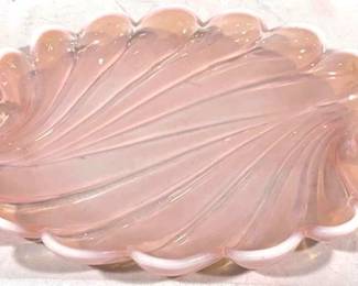 2358 - Duncan Miller Glass Sanibel Tray Pink Opalescent, 9 x 13.5