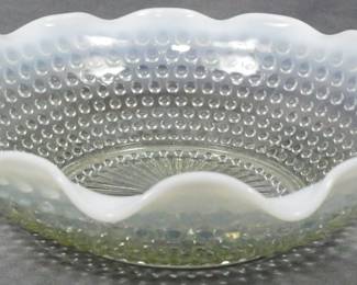 227 - Moonstone Hobnail Bowl 3x9"
