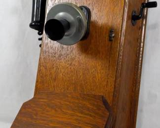 1029 - Vintage Oak Wall Phone 18x8x8