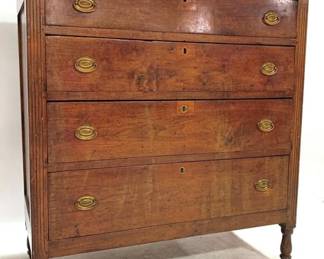 1205 - Early Sheraton 4 Drawer Chest on Turned Leg 42 x 41 x 18