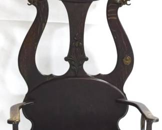 146x - Fancy Carved Oak Hall Seat Coat Rack 77x34x19