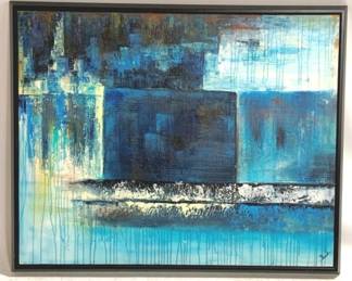 1391 - Abstract Wall Art Framed Canvas 43 x 53