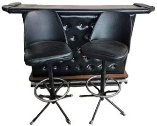 1337 - MCM Laminate & Black Vinyl 3 pc Bar Set bar