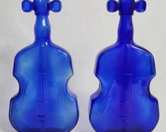 2427 - 2 Cobalt Blue Bottles 9"